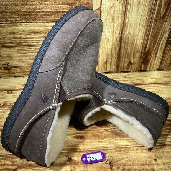 Acorn Suede   Fleece Lined Rambler Moccasins  Solid Brown  US 13 - Picture 1 of 8